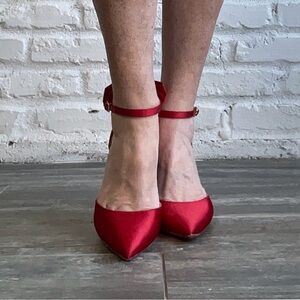 Elegant Red Ankle Strap Heels